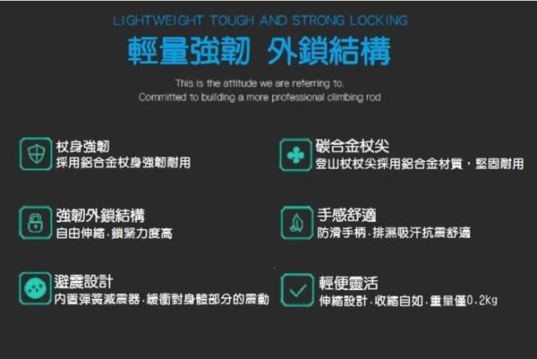 鋁合金外鎖式直柄三節登山杖